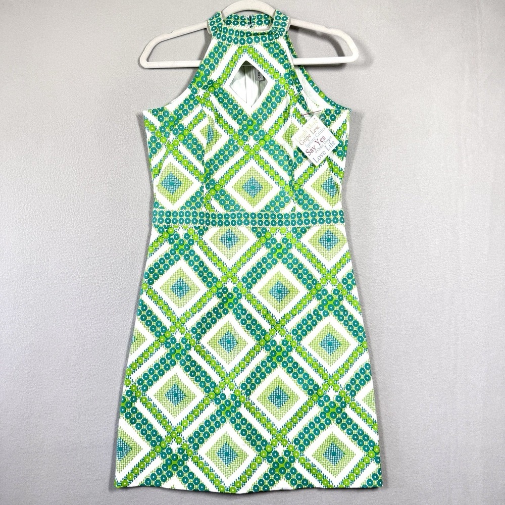 Gretchen Scott Dress Womens‎ Small Diamond Delight Turquoise Lime Resortwear NWT